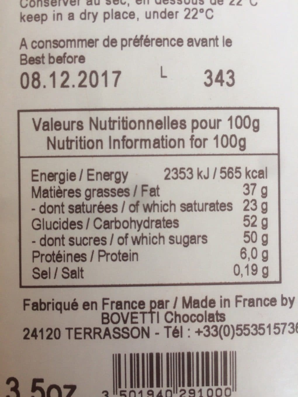 Bovetti Chocolat au lait violettes cristallisées packshot