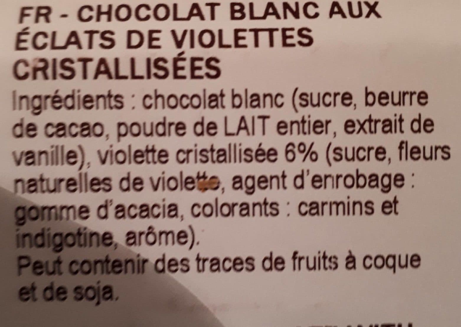 Bovetti Chocolat blanc violettes cristallisées packshot