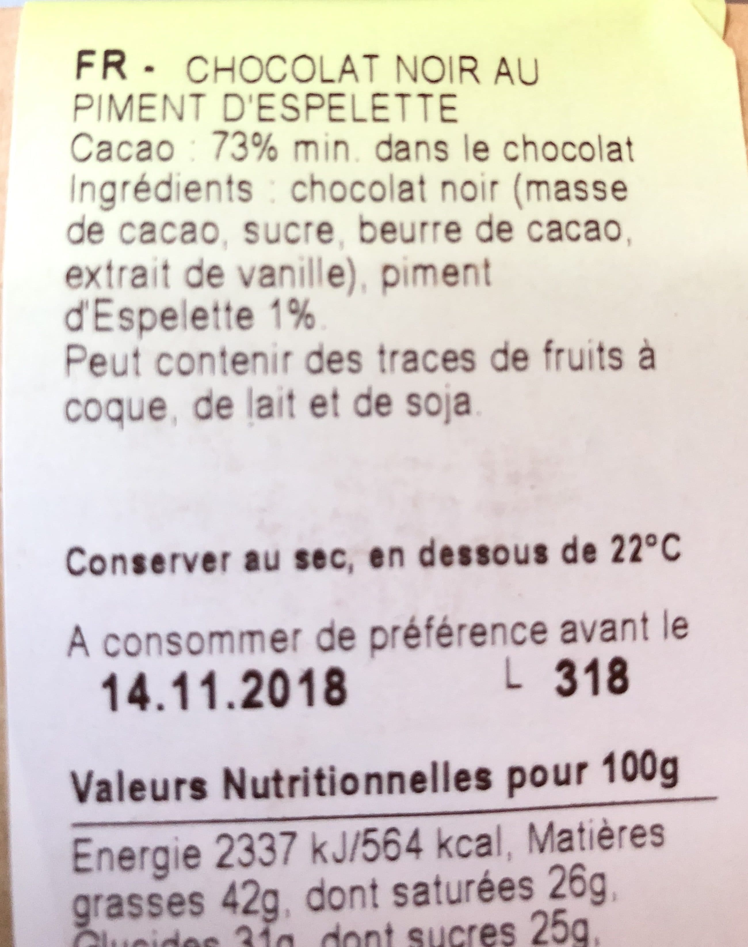 Bovetti Chocolat noir piment d’espelette packshot
