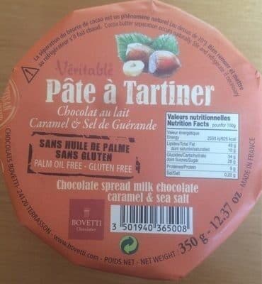 Bovetti Pâte à tartiner Chocolat au lait Caramel & Sel de Guérande packshot
