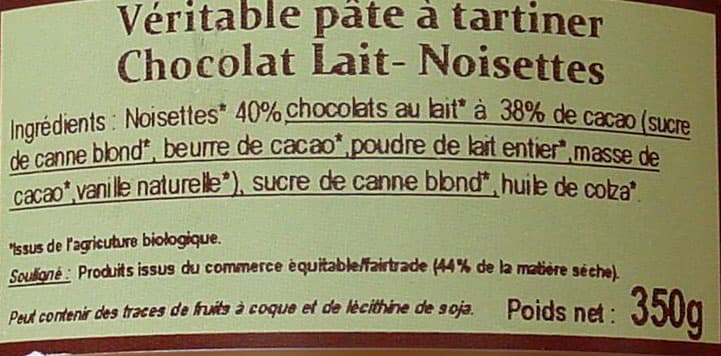 Bovetti Véritable Pâte à tartiner Bio, Chocolat au lait - Noisettes packshot