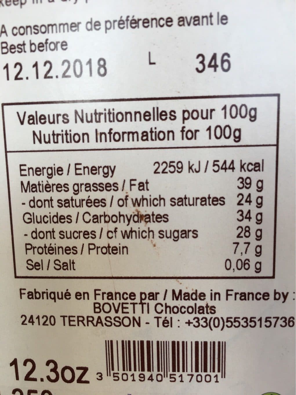 Bovetti Chocolat noir oranges confites packshot