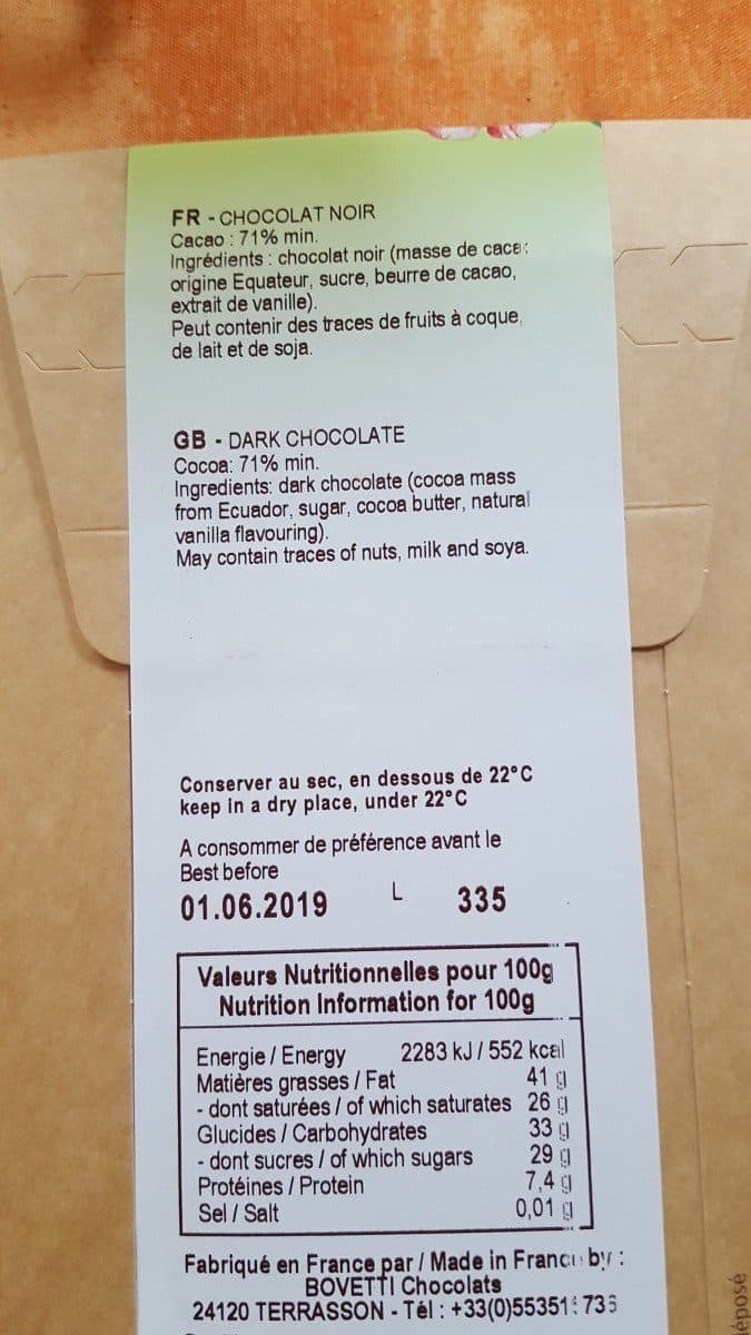 Bovetti Chocolat noir Equateur packshot