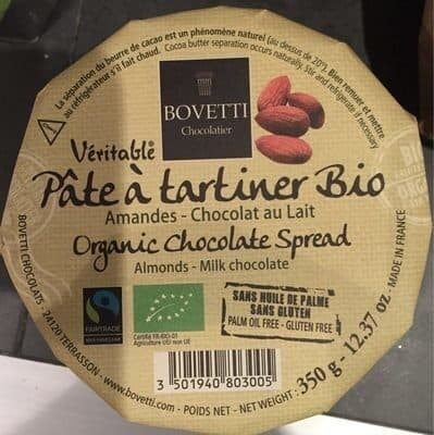 Bovetti Pâte à tartiner amandes chocolat au lait packshot