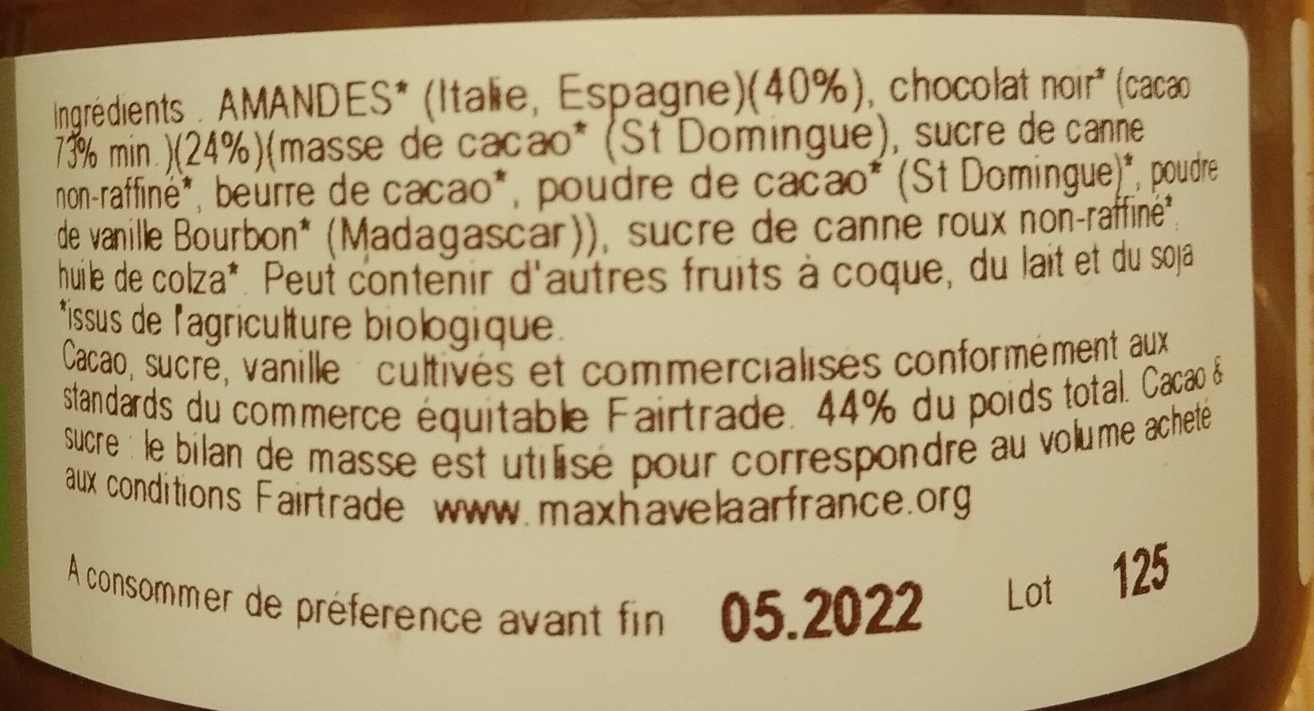 Bovetti Pate a tartiner bio Chocolat noir- amandes packshot