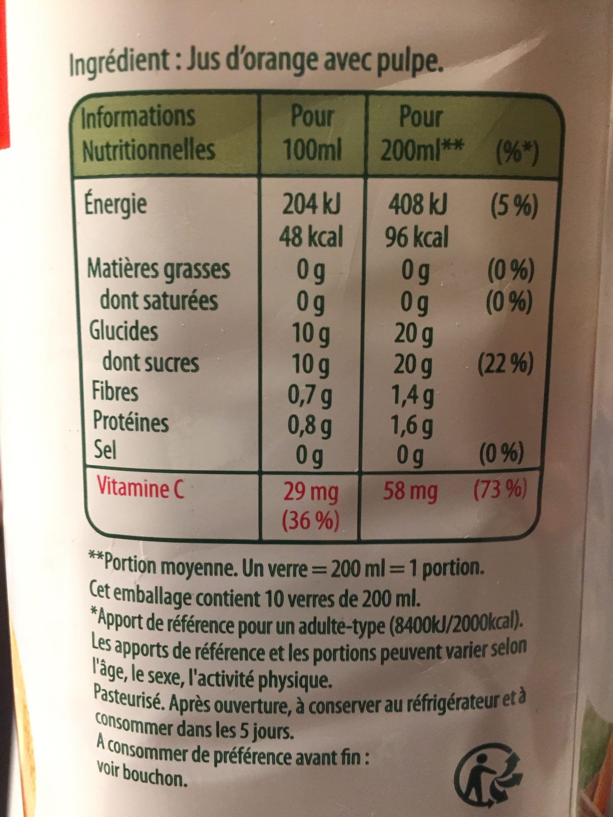 Tropicana Tropicana Pure premium orange avec pulpe maxi format 2 L packshot