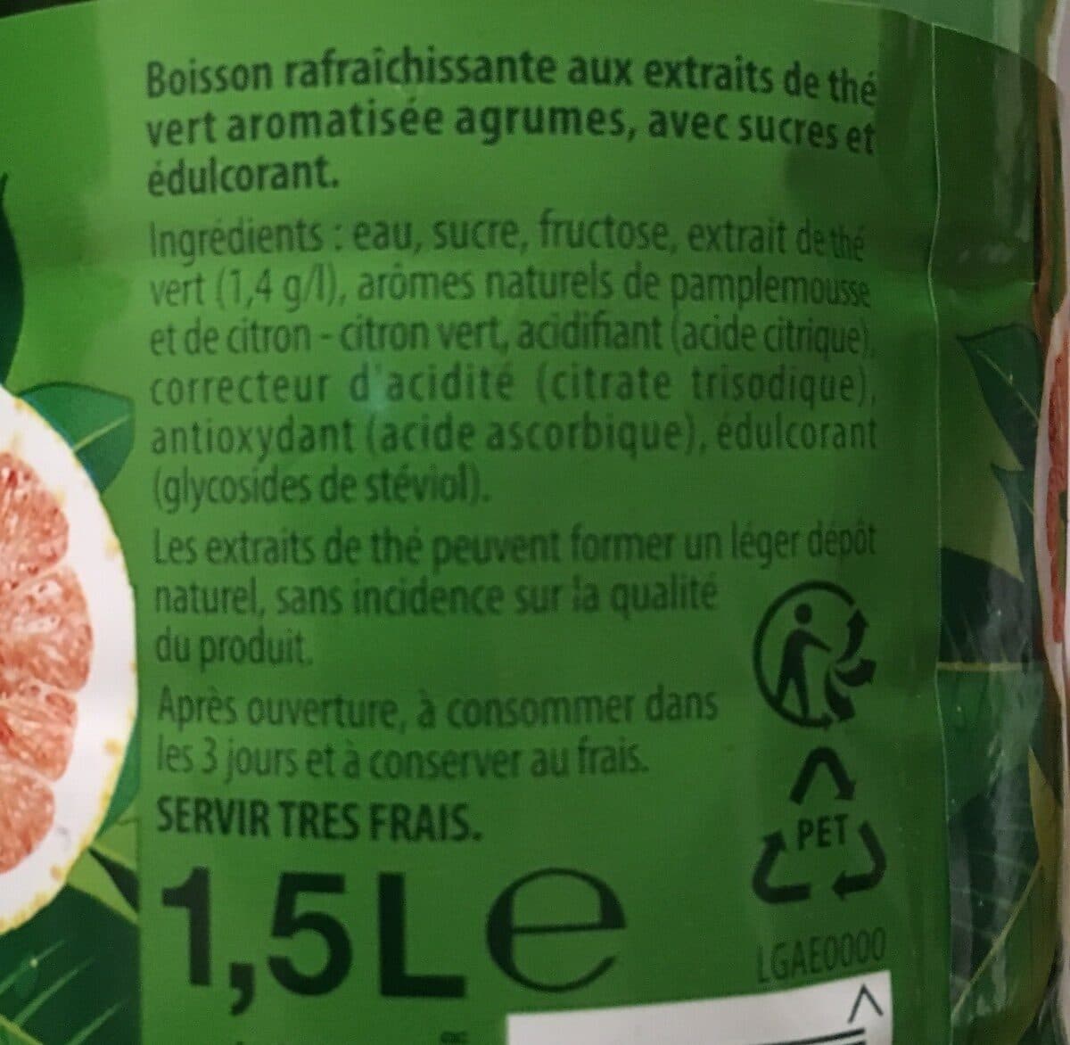 Lipton Green ice tea agrumes packshot