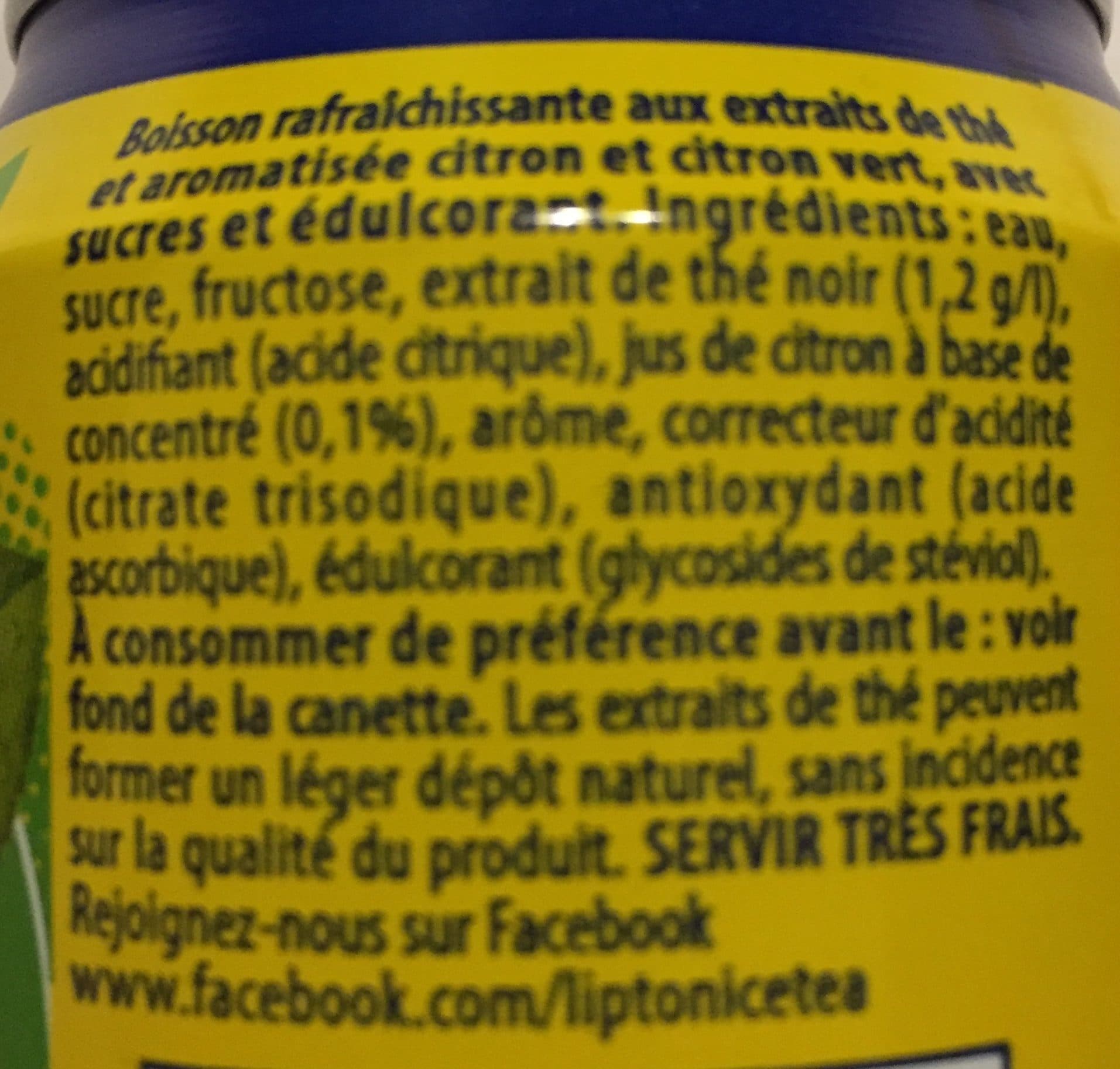 Lipton Ice Tea Saveur citron citron vert packshot