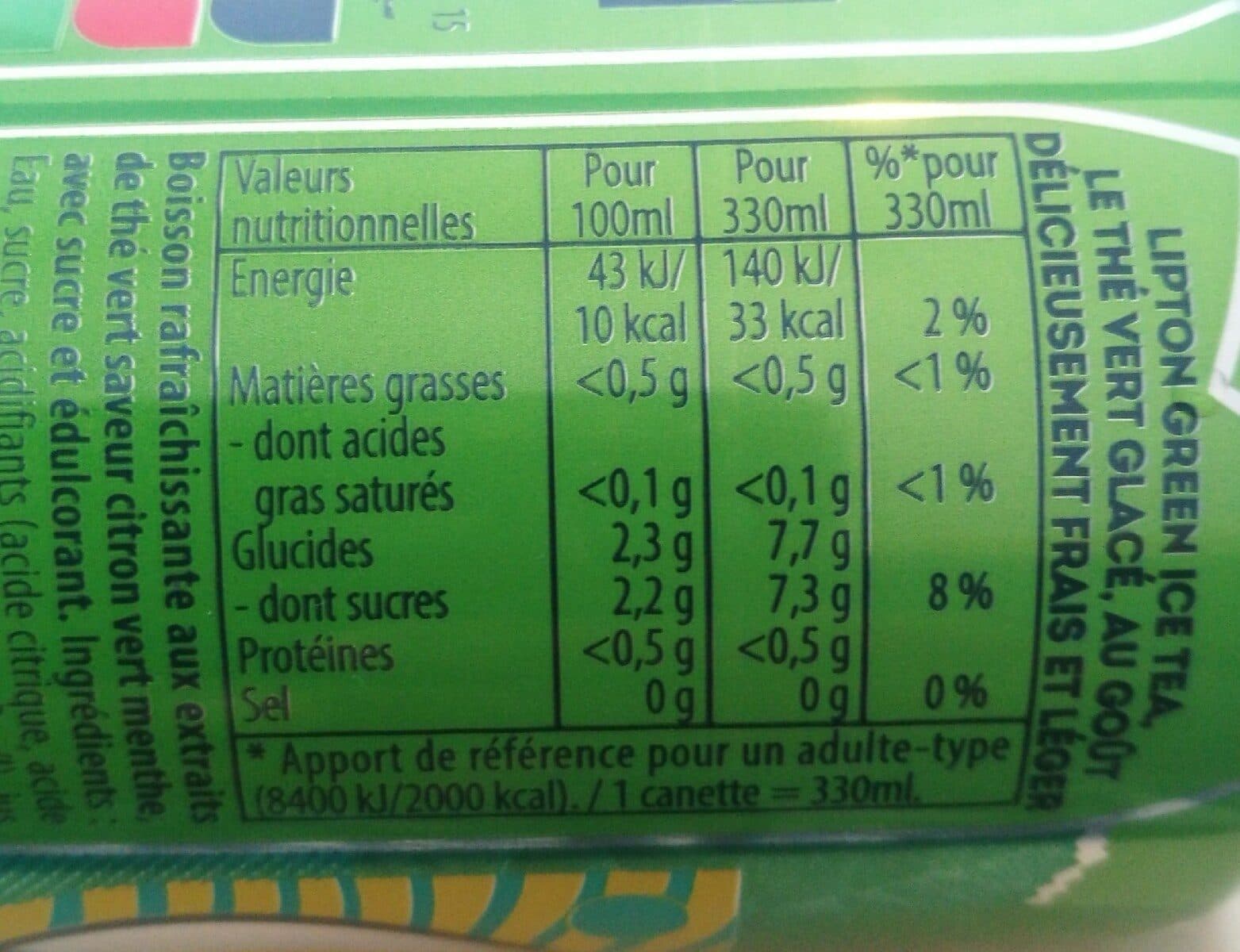 Lipton Lipton Thé vert glacé saveur citron vert menthe 33 cl packshot