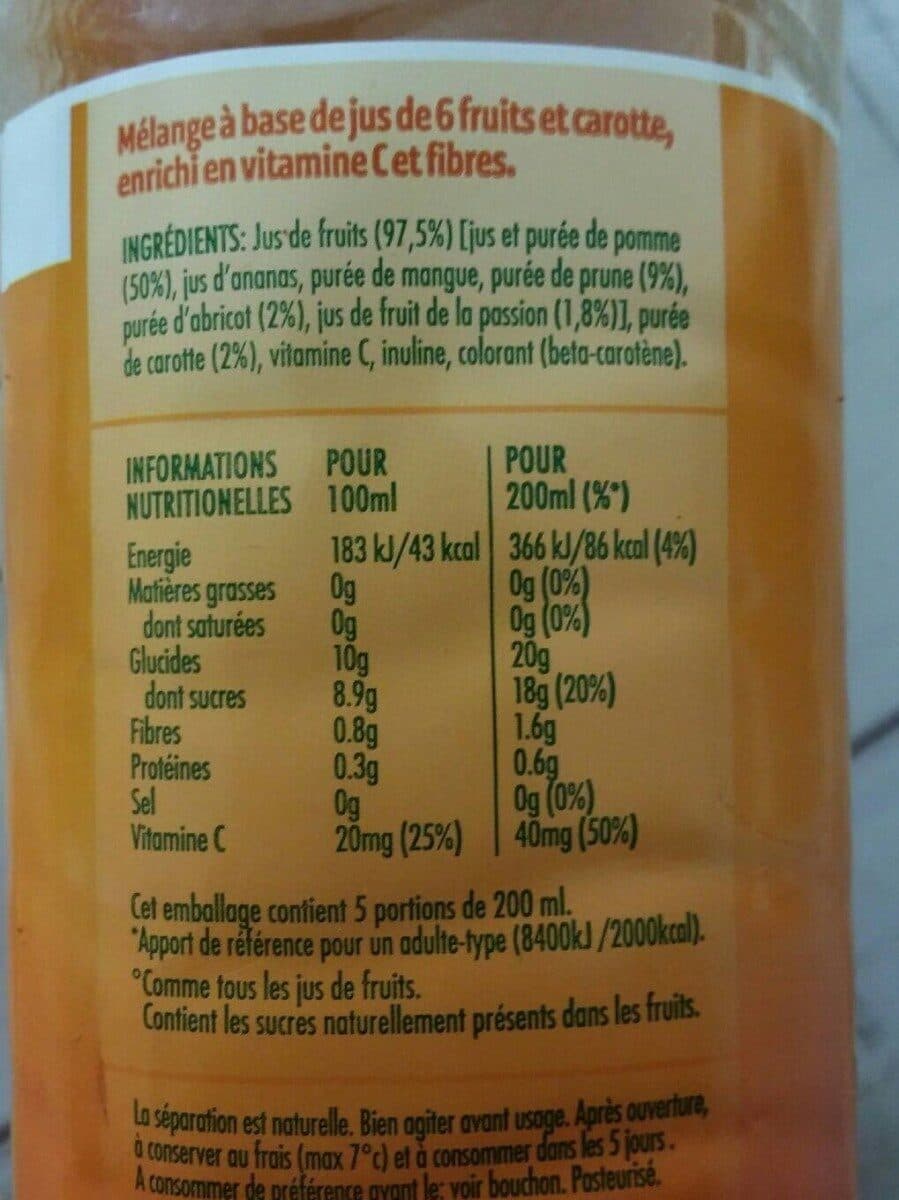 Tropicana Tropicana Essentiels Fibre plus pomme, prune, abricot, fruit de la passion, carotte & fibres 1 L packshot