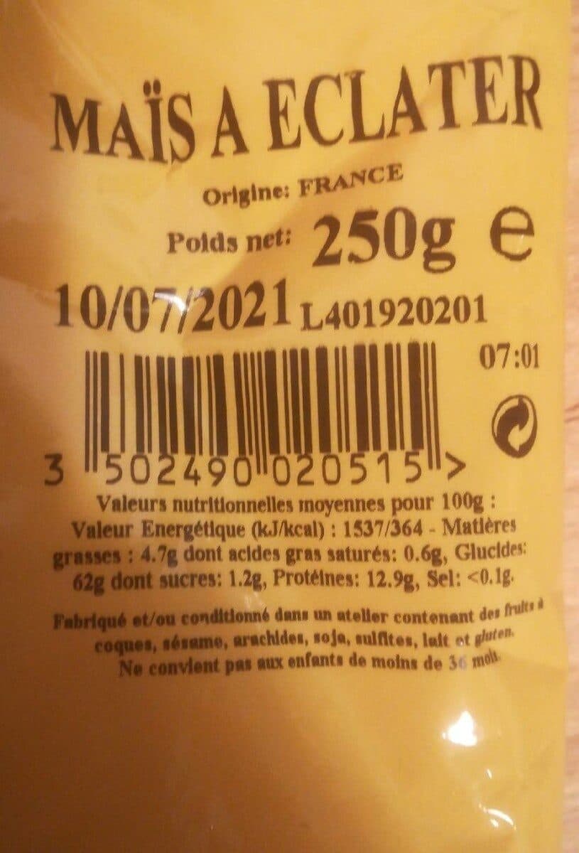 Domino Maïs Butterfly à éclater, Sachet packshot