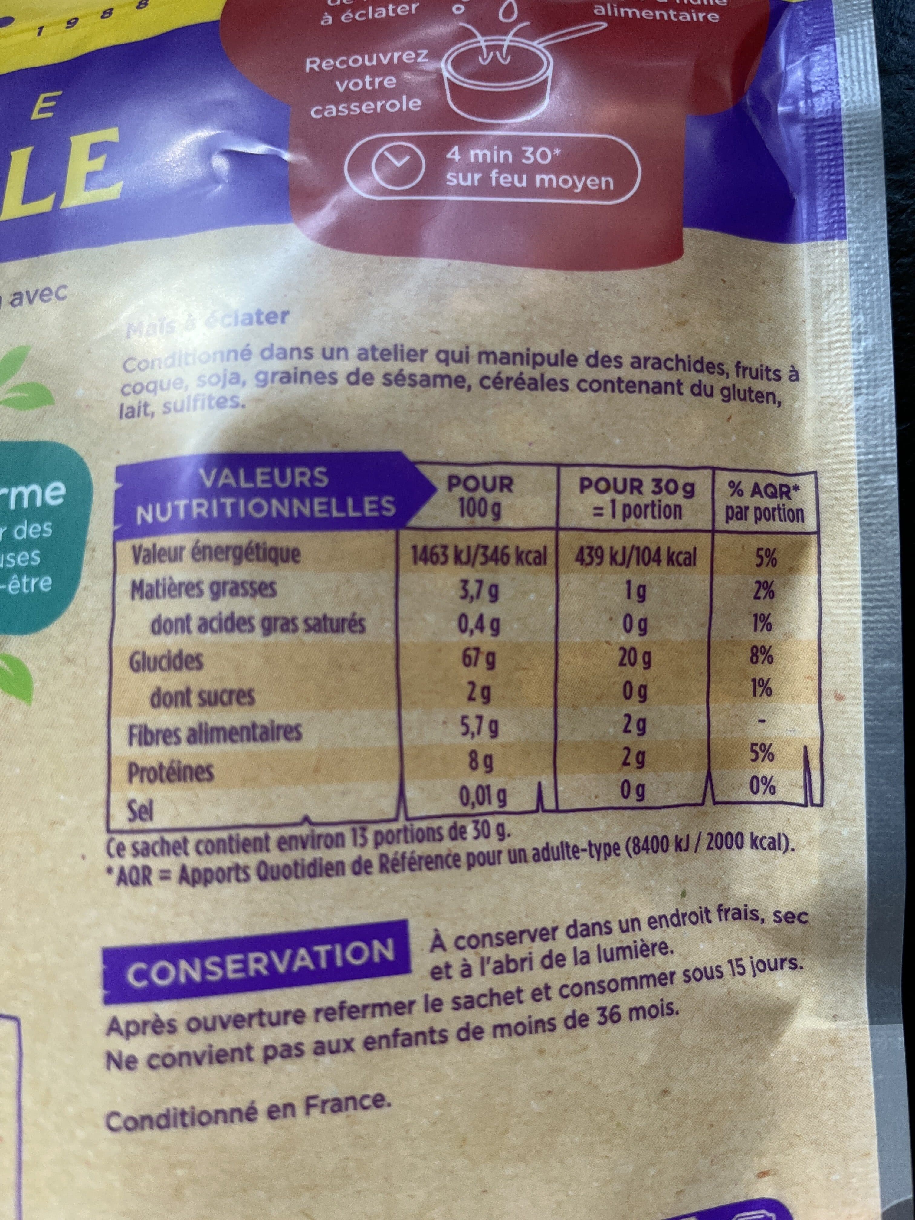 Maître Prunille Maïs à éclater packshot
