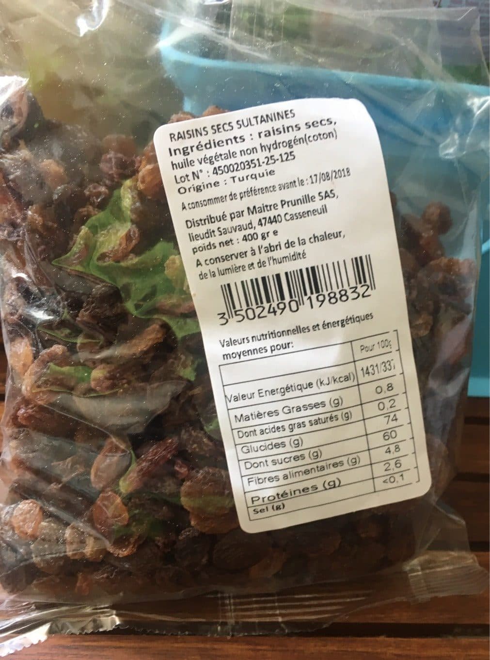Sultanines Raisins Secs packshot