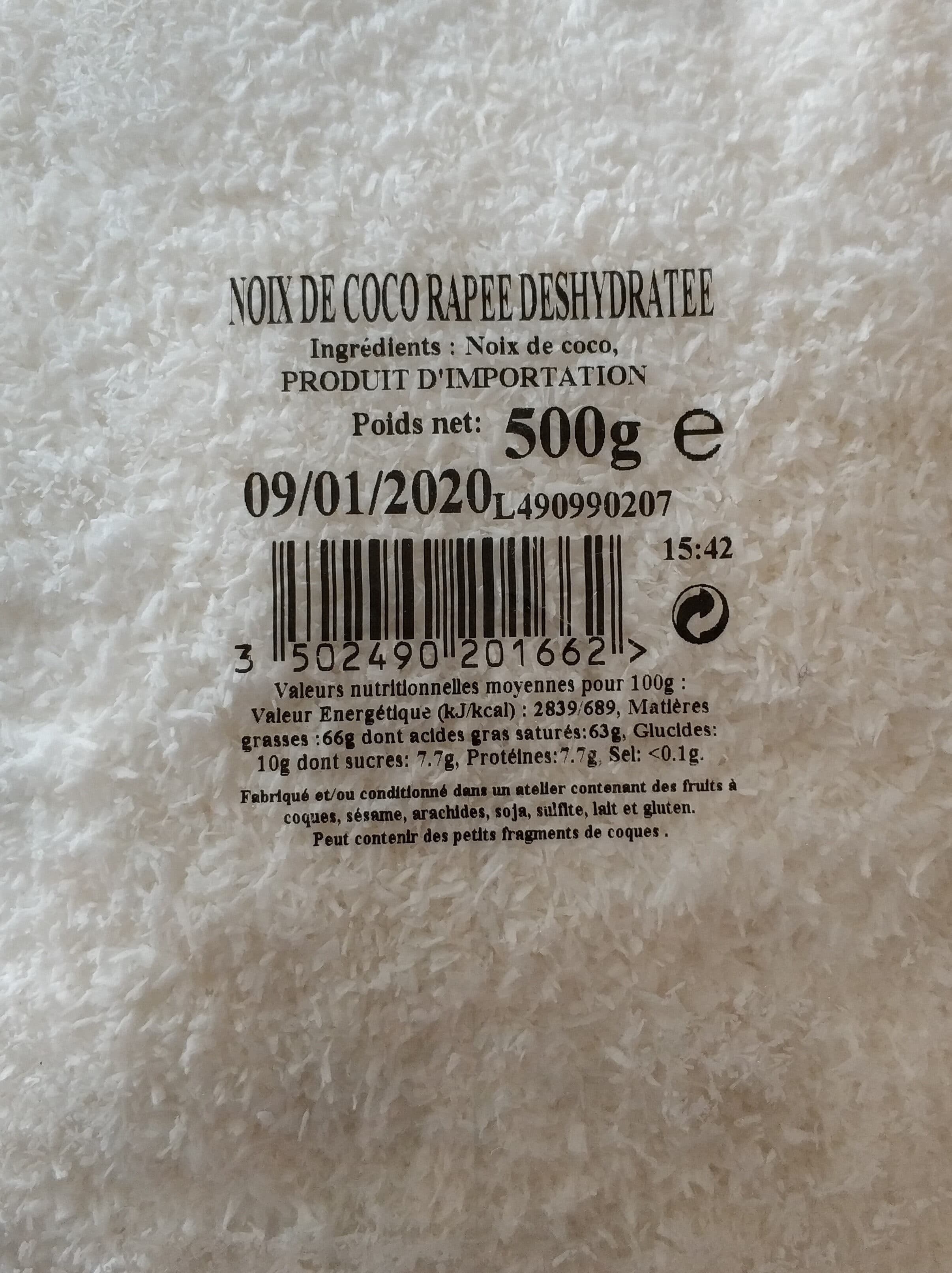 Open Food Facts Noix de coco rapée deshydratée packshot