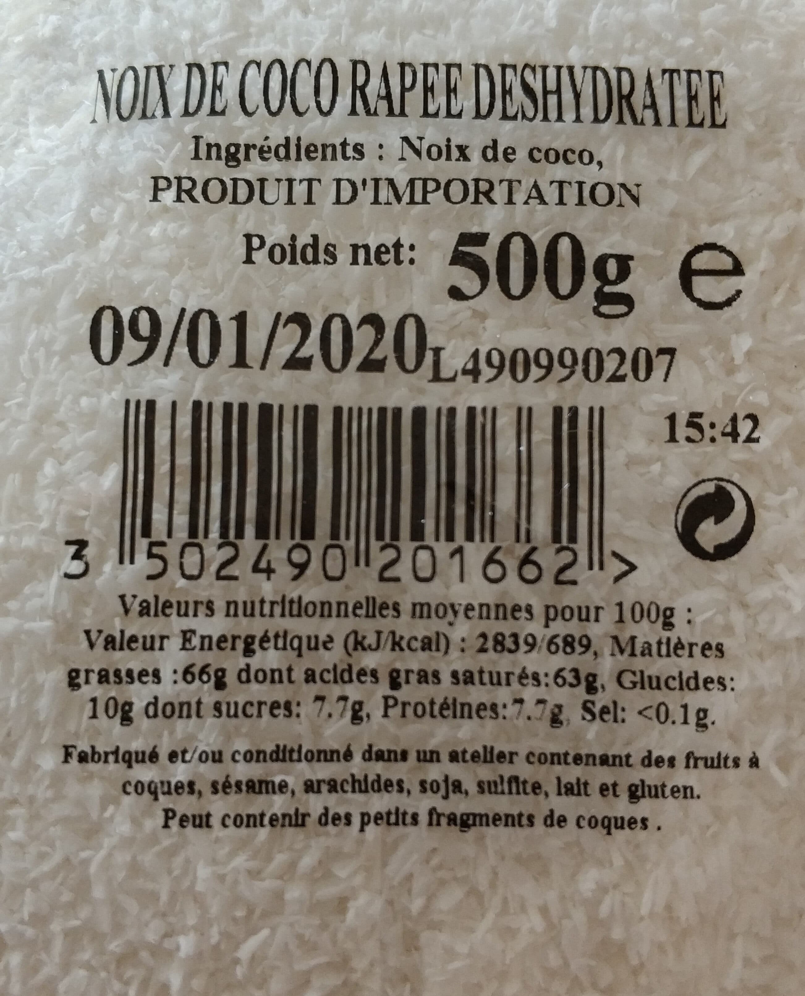 Open Food Facts Noix de coco rapée deshydratée packshot