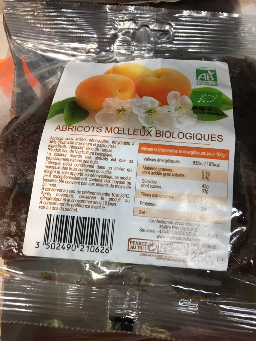 Leader Price Abricots moelleux biologiques packshot