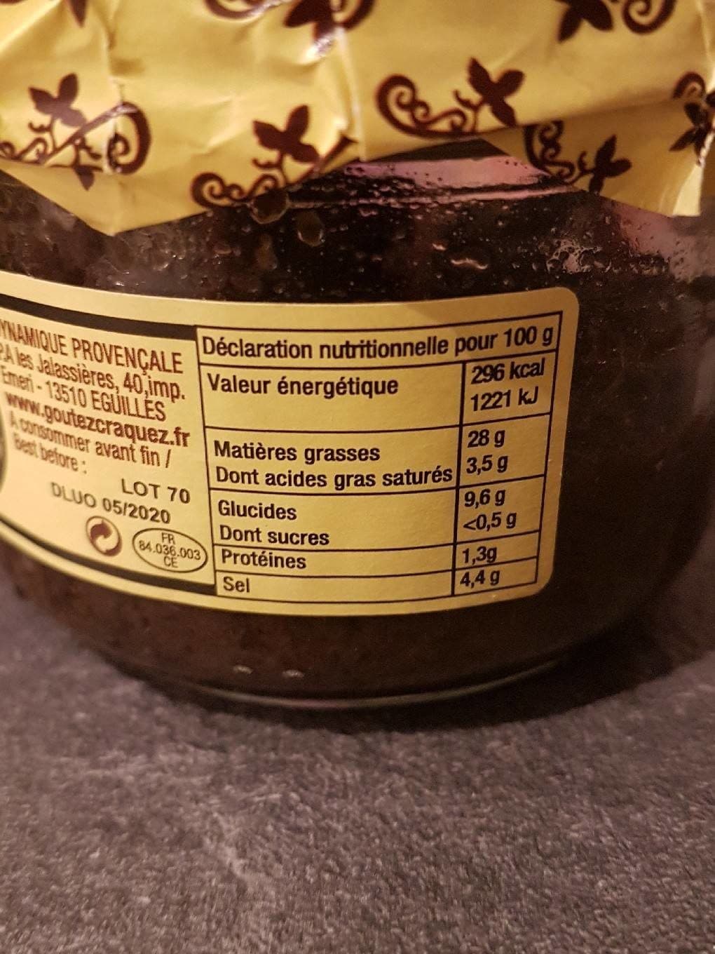 L' épicerie Provençale Tapenade aux olives noir packshot