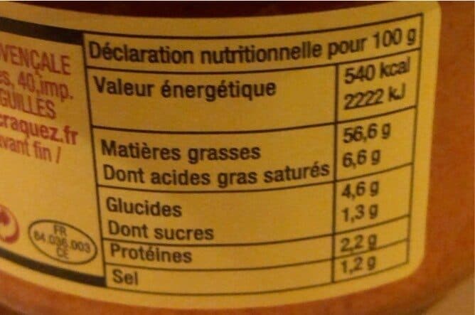 Open Food Facts Rouille au piment d'espelette packshot
