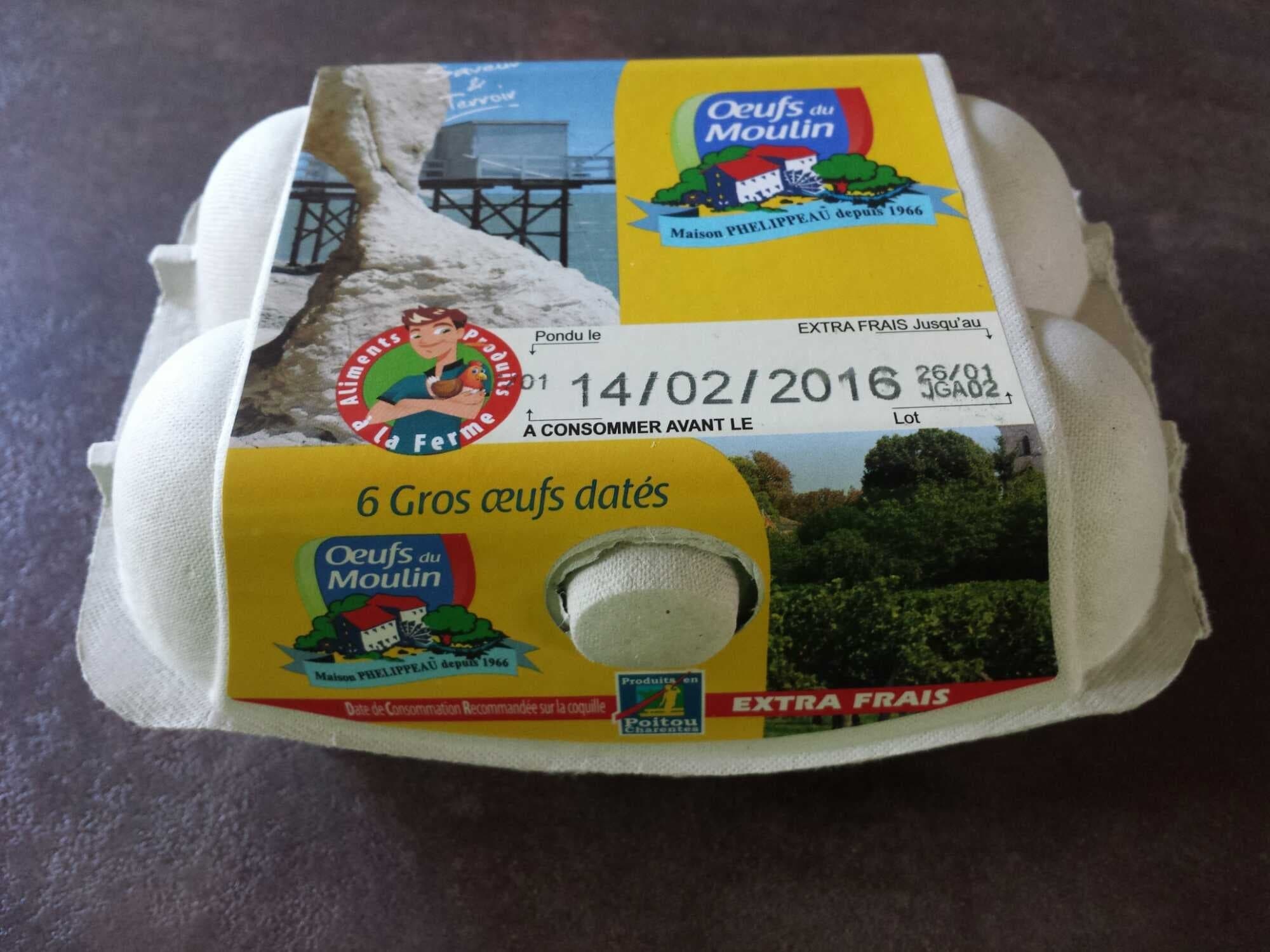 oeufs du moulin 6 gros œufs datés extra frais packshot