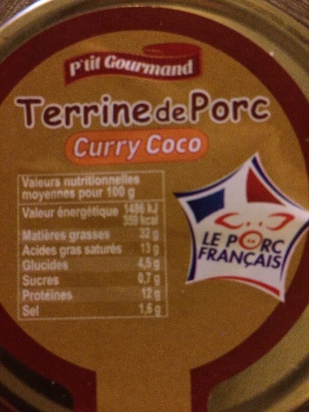 P’tit Gourmand Terrine de Porc Curry coco packshot
