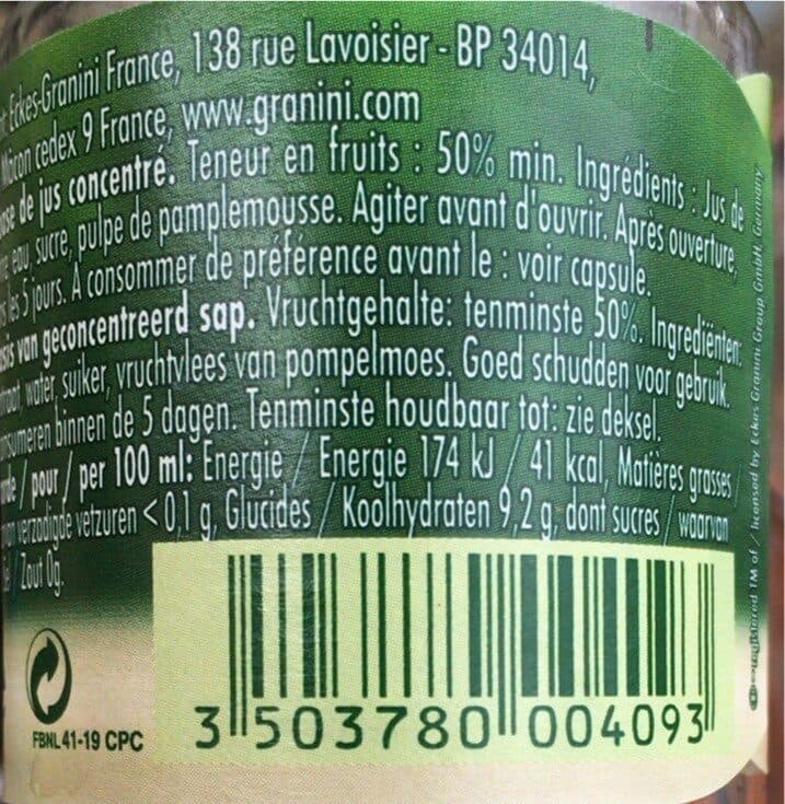 Granini Bocal 25CL Granini Pamplemousse packshot