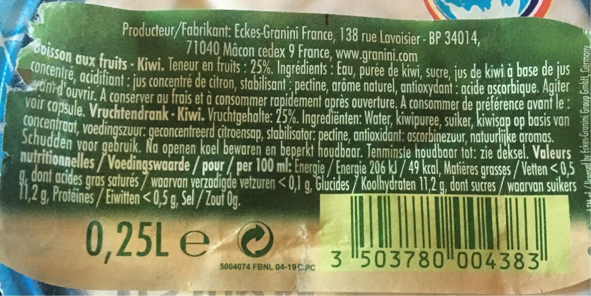 Granini Bocal 25CL Granini Kiwi packshot