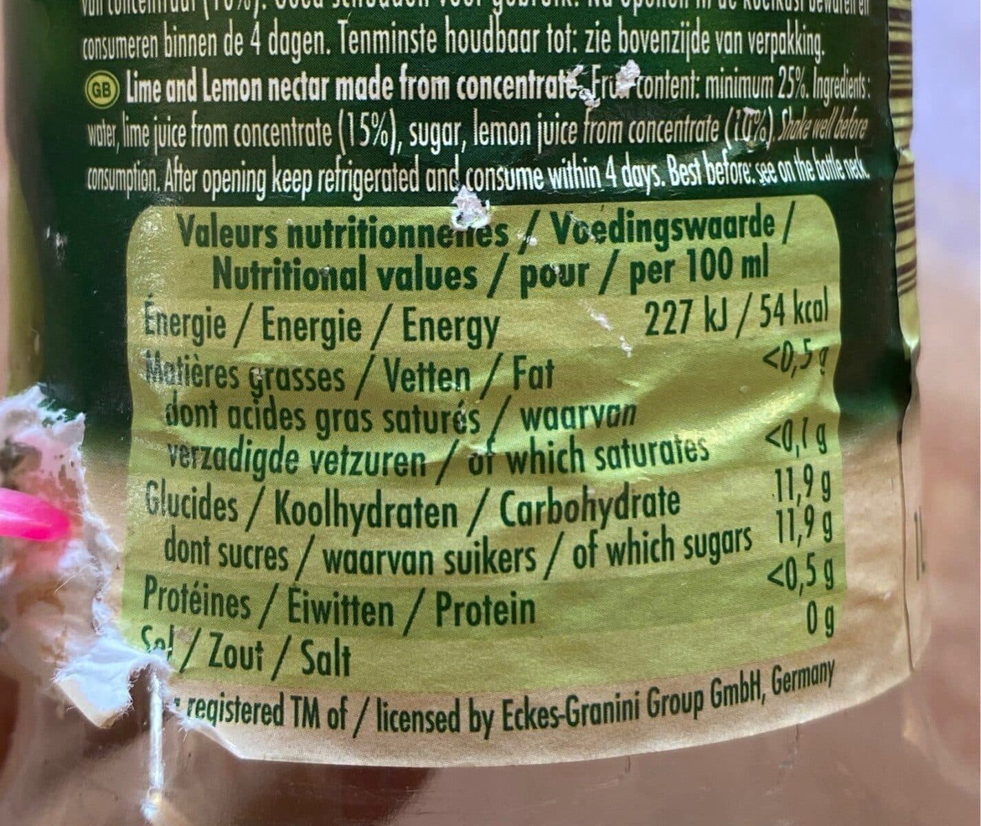 Granini Granini citron vert packshot
