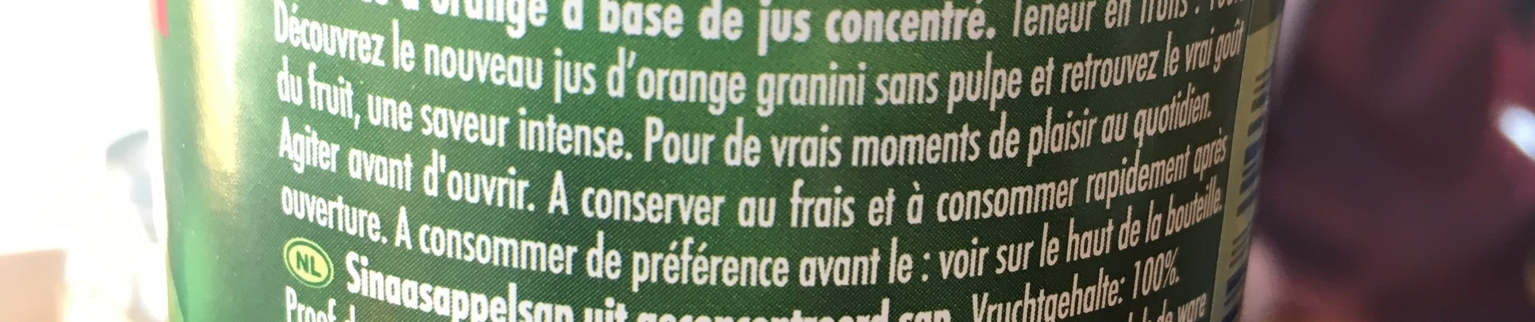Granini Jus D'orange Sans Pulpe Granini packshot