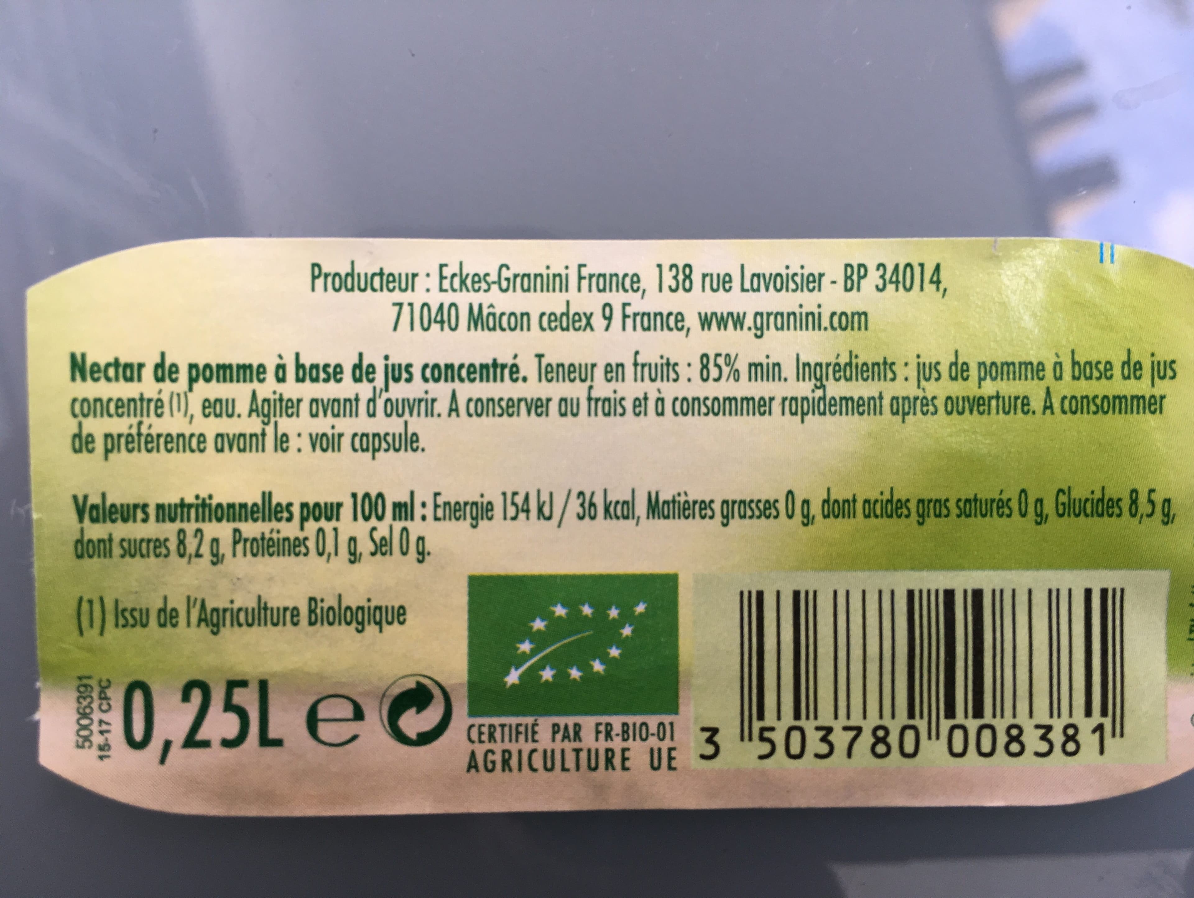 Granini Jus Pomme bio packshot