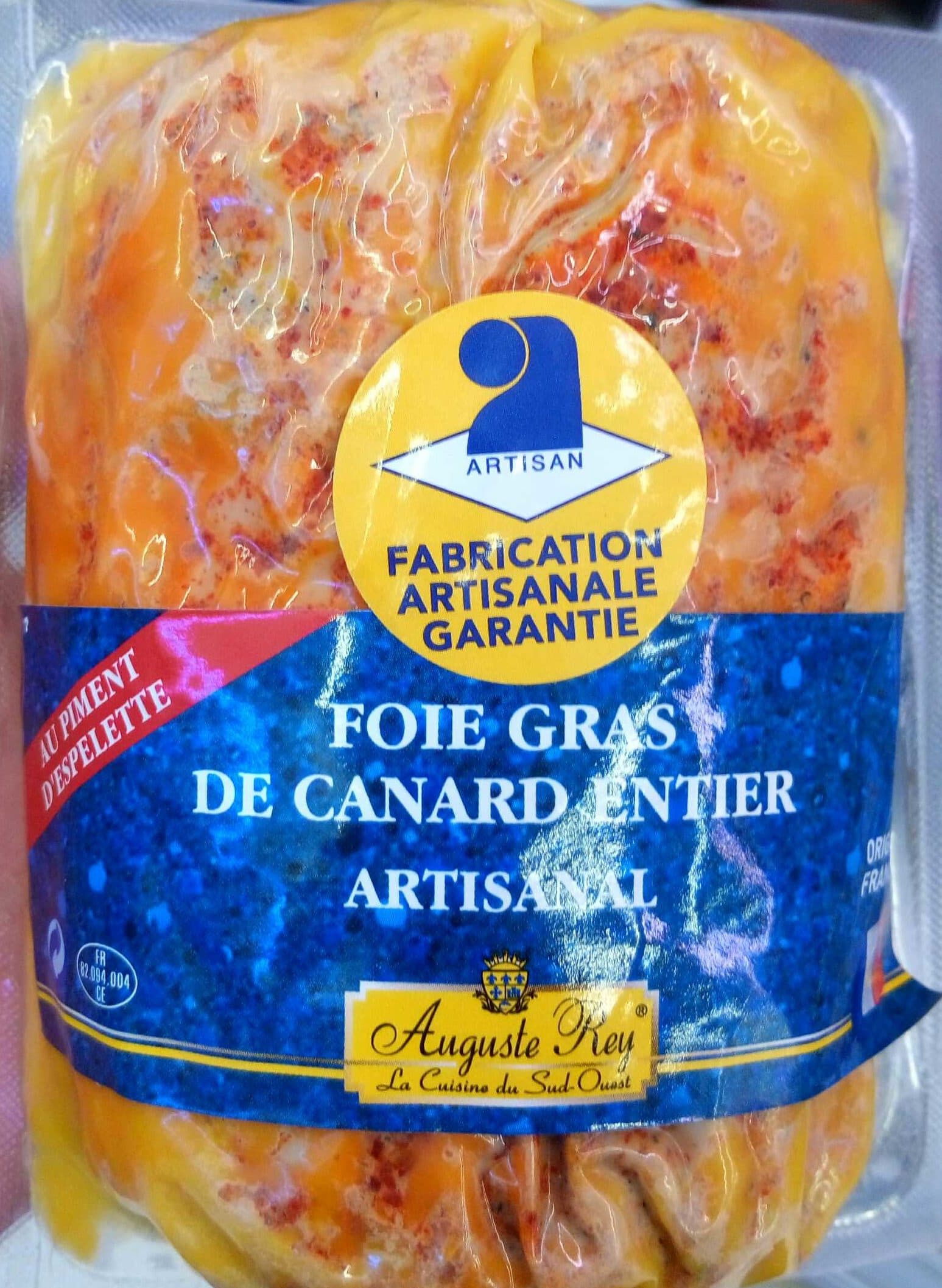 Auguste Rey Foie gras de canard entier artisanal au piment d'Espelette packshot