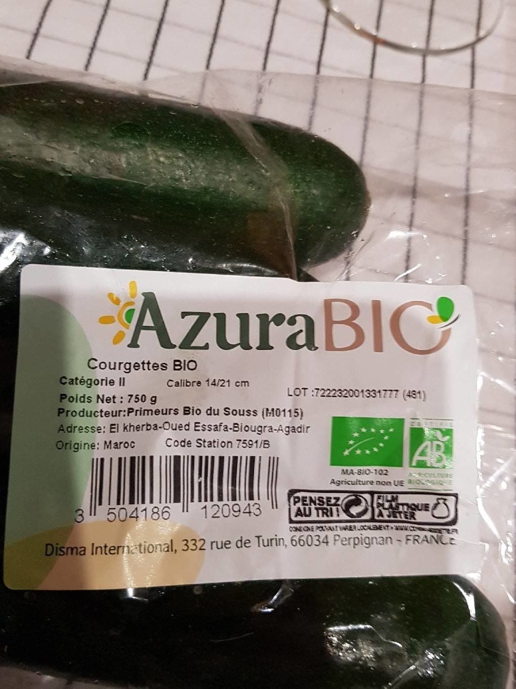 Azurabio Courgettes packshot