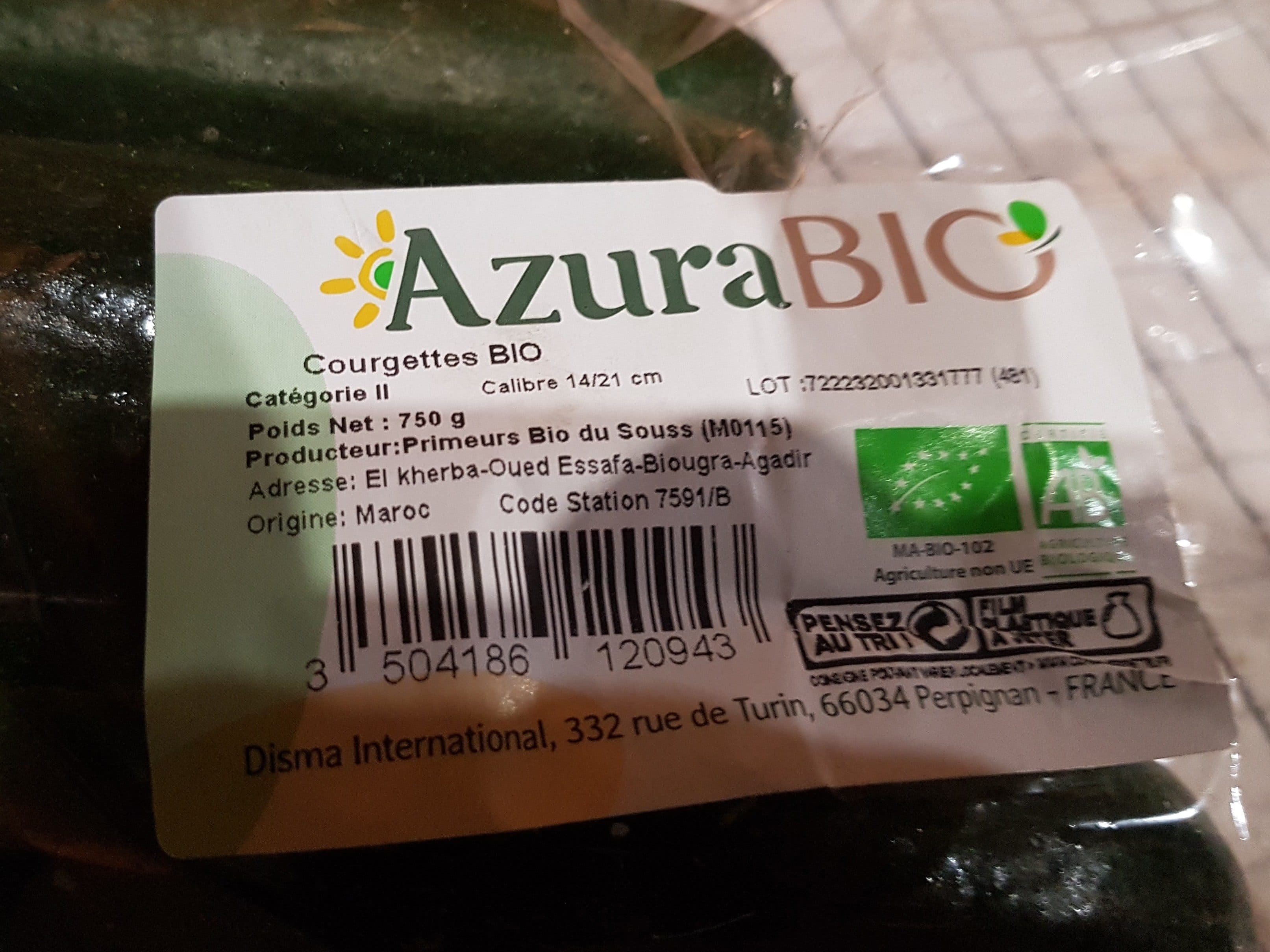 Azurabio Courgettes packshot