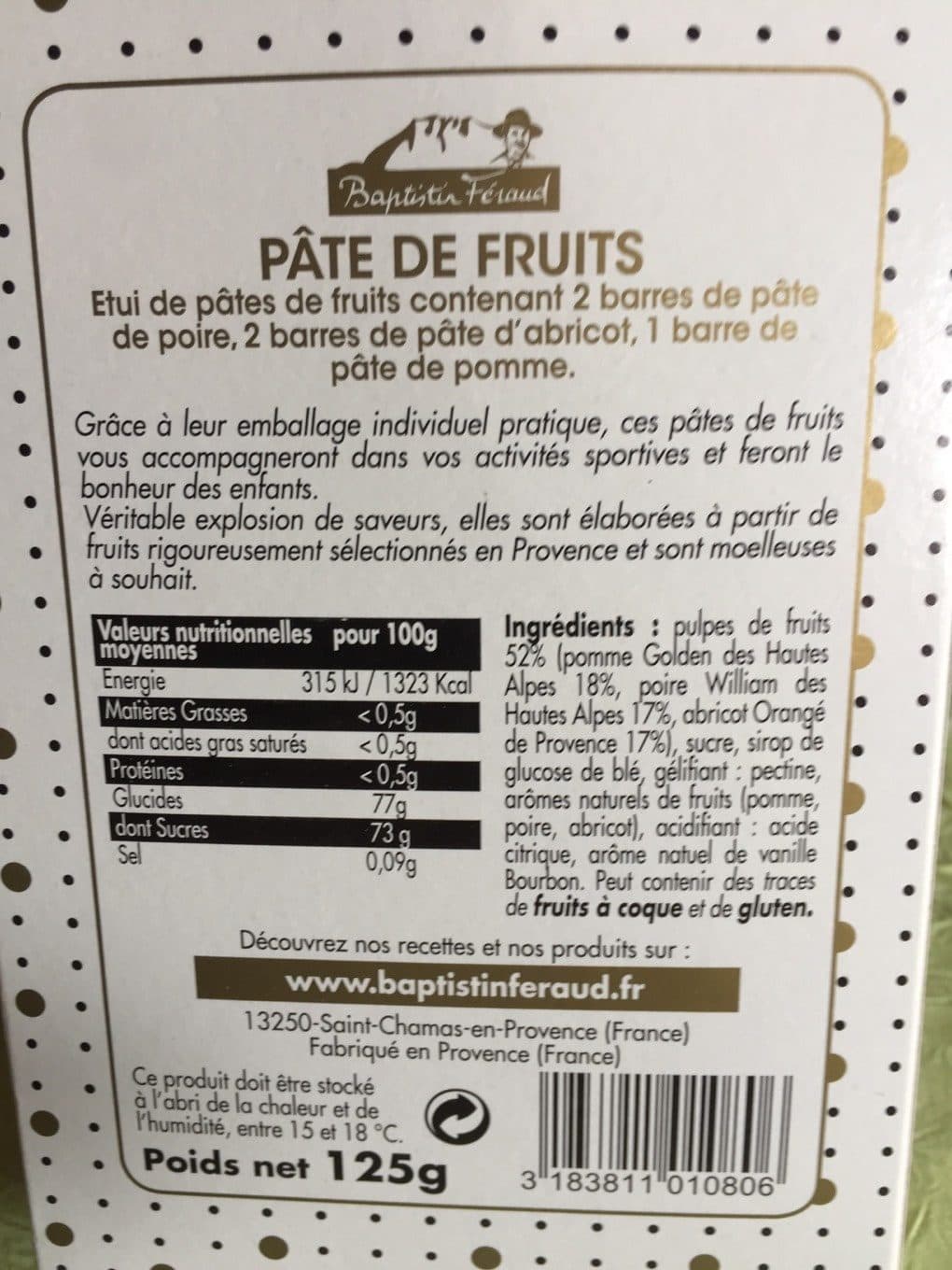Baptistin Féraud Pâte de fruit packshot