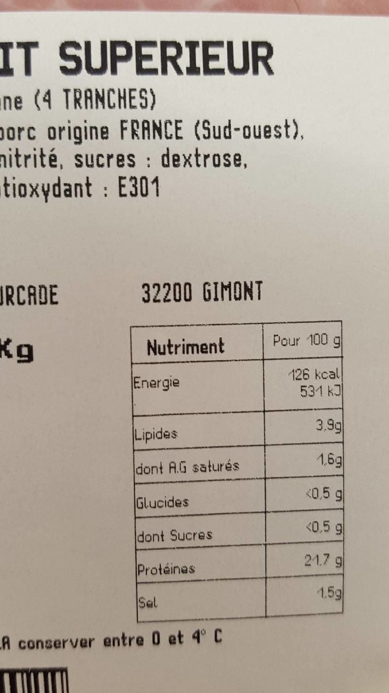 Jambon D 'Auch Le Jambon d'auch 5 tranches Jambon cuit superieur elabore a base de jambons frais d'origine sud ouest. 4 tranches packshot