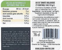 Back to nature Pur Jus de Tomate de Marmande Bio Equitable packshot