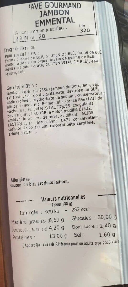 Open Food Facts Pave gourmand jambon emmental packshot