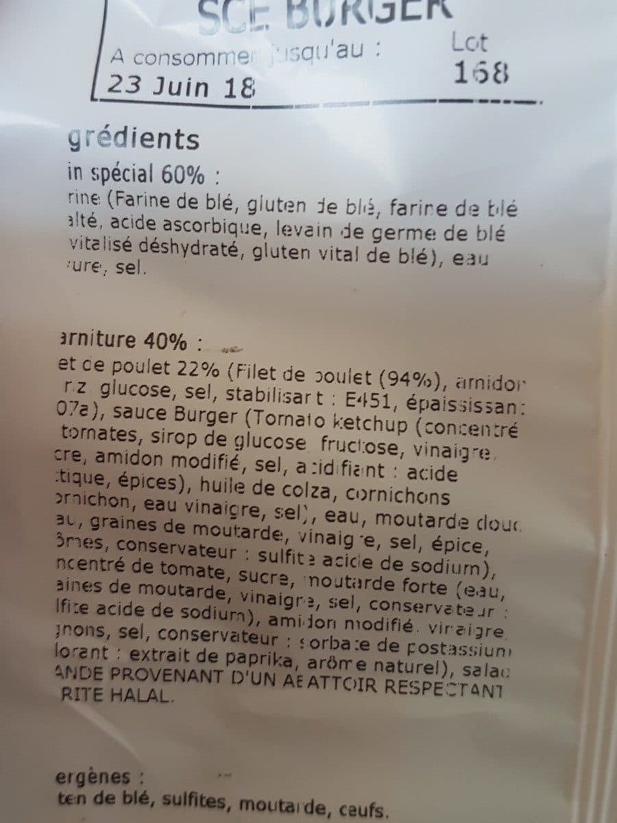 Open Food Facts Pavé poulet rôti de burger packshot