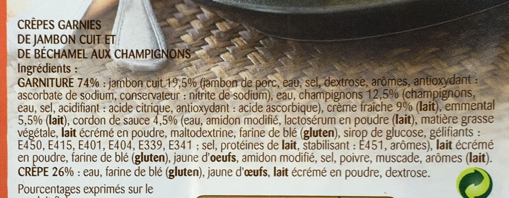 Dessaint Ficelle Picarde 2 crêpes Jambon, Emmental & Champignons packshot