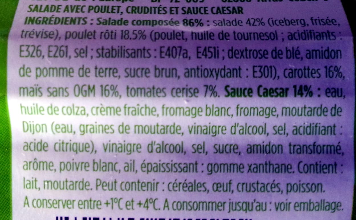 Dessaint Salade poulet crudités, sauce caesar packshot