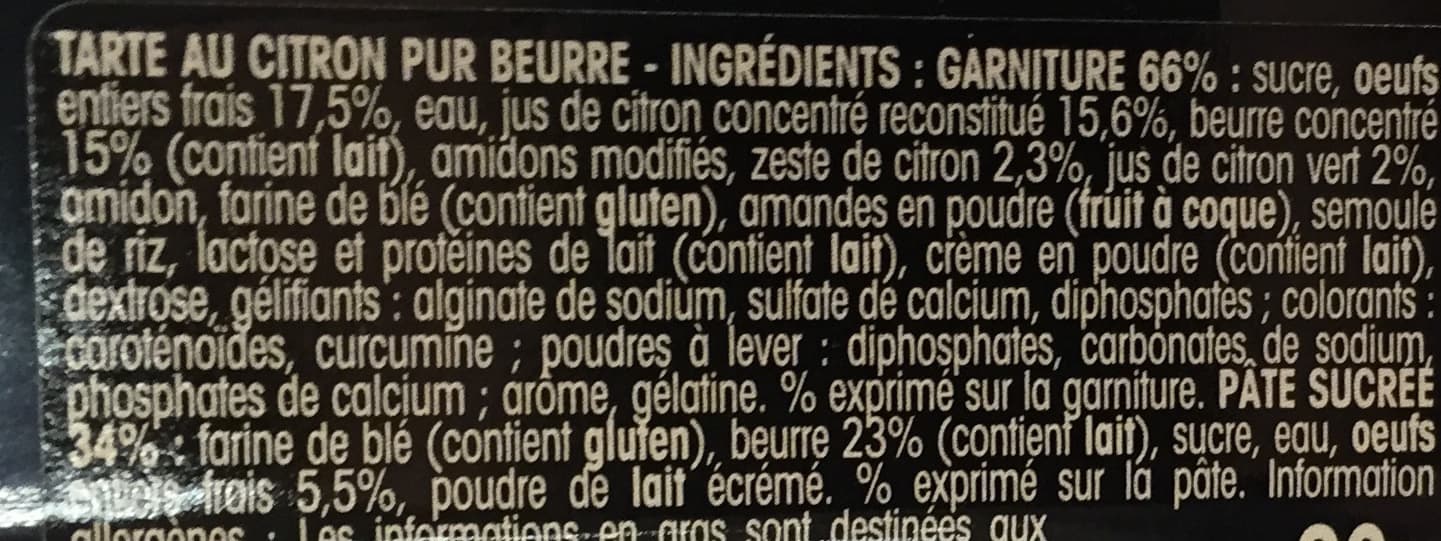 Dessaint Tarte citron pur beurre aux oeufs frais packshot