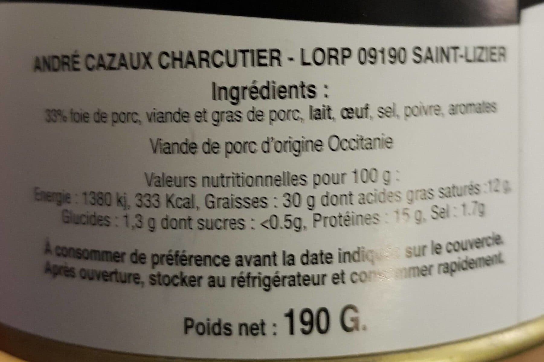 Open Food Facts Pâté de campagne packshot