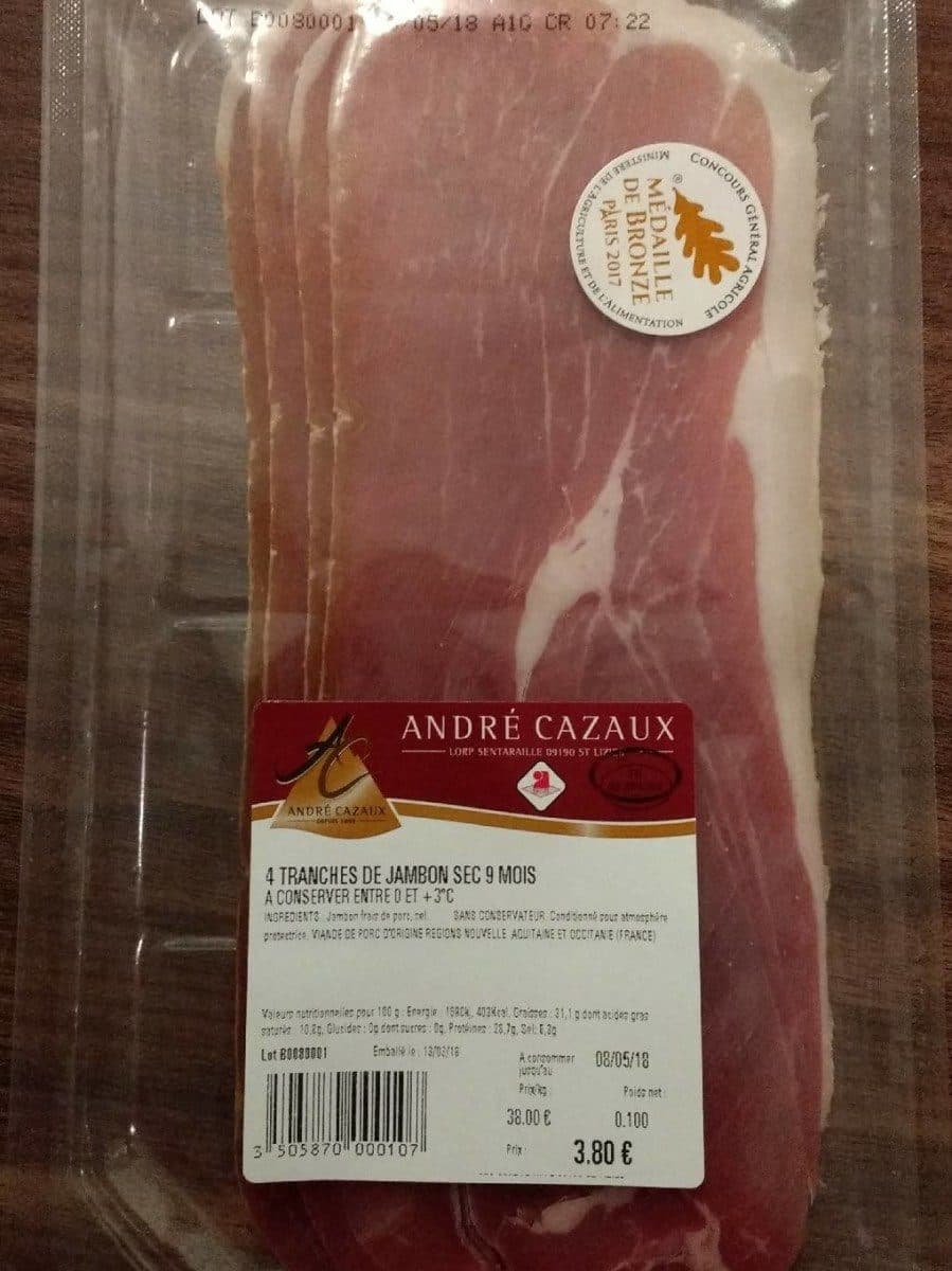 andre cazaux 4 tranches de jambon sec 9 mois packshot