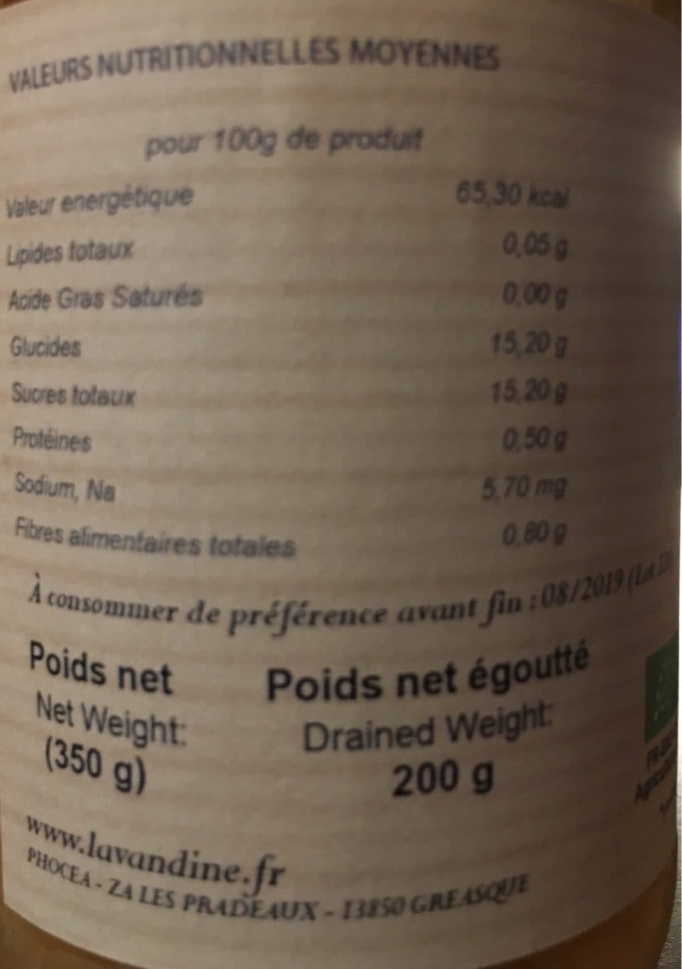 Lavandine Abricots au sirop packshot