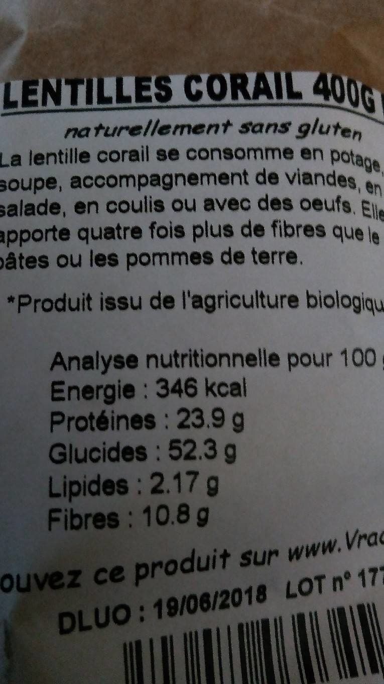 VracBio Lentilles corail packshot