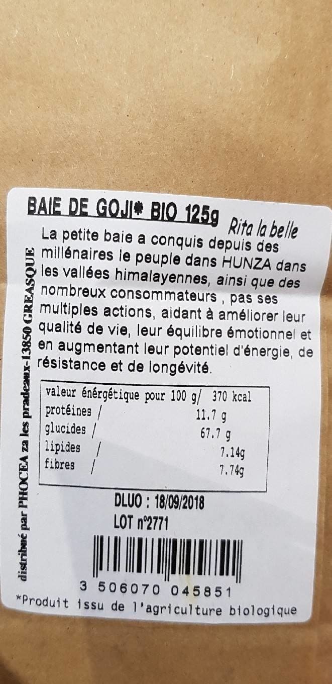 Rita La Belle Baie de goji bio packshot