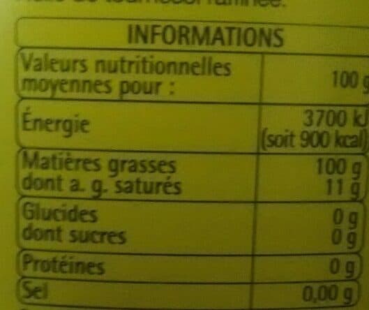 Open Food Facts Huile de tournesol packshot