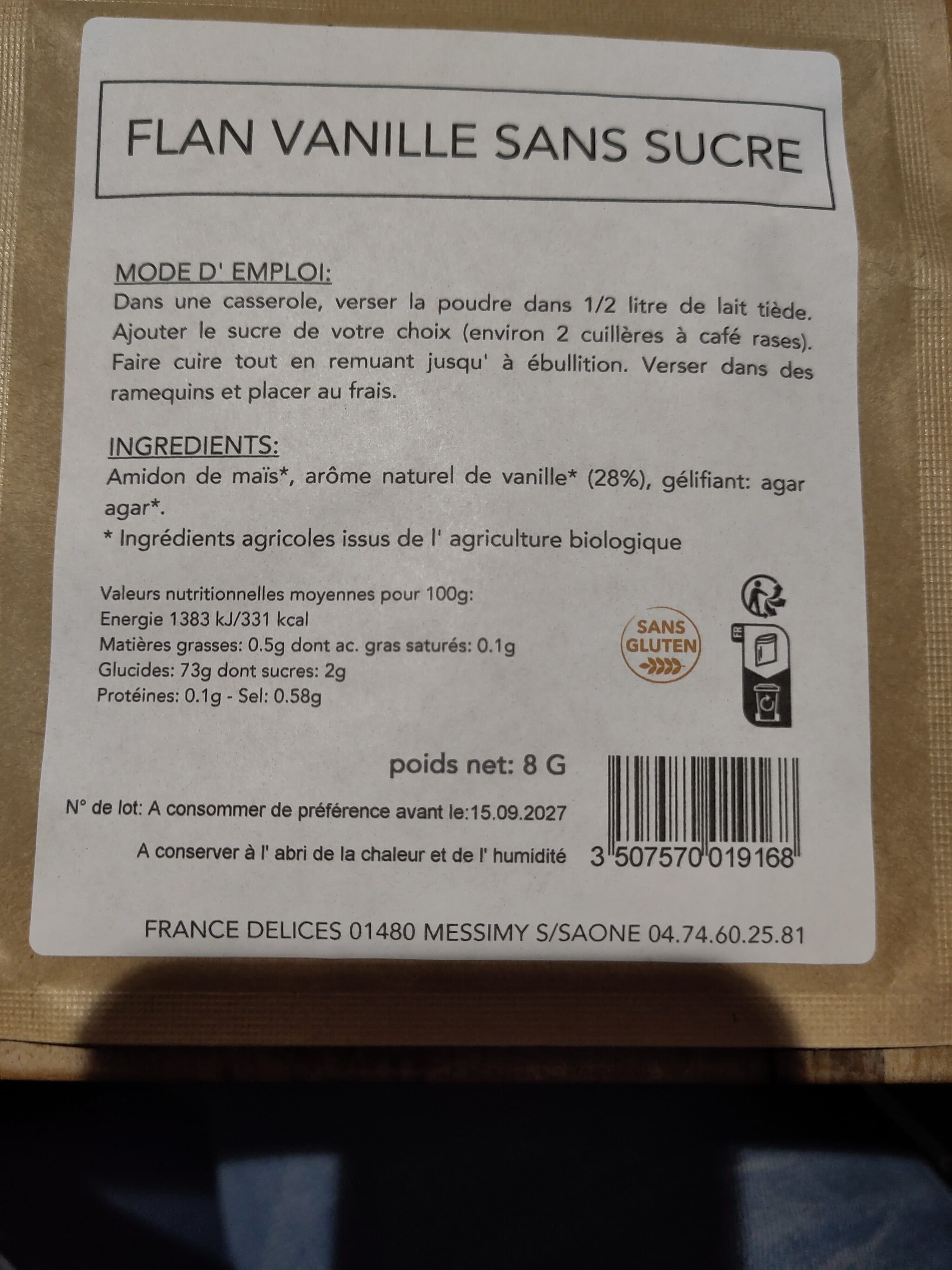 France Délices Préparation pour Flan Vanille Bio packshot