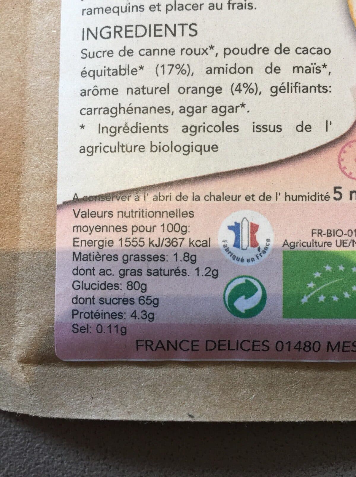 France Délices Flan Chocolat Orange packshot