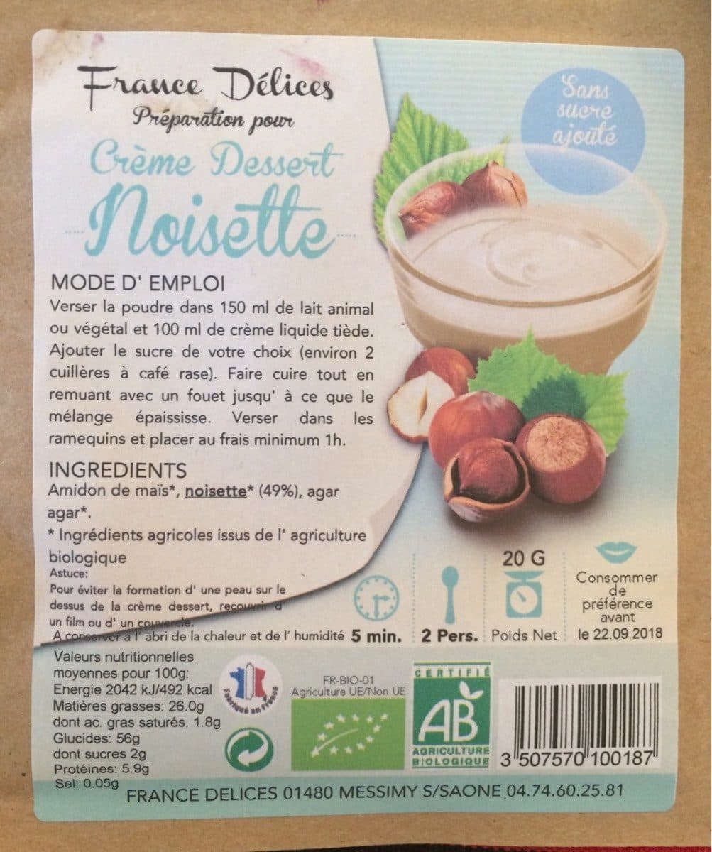 France Délices Creme noisette dessert packshot