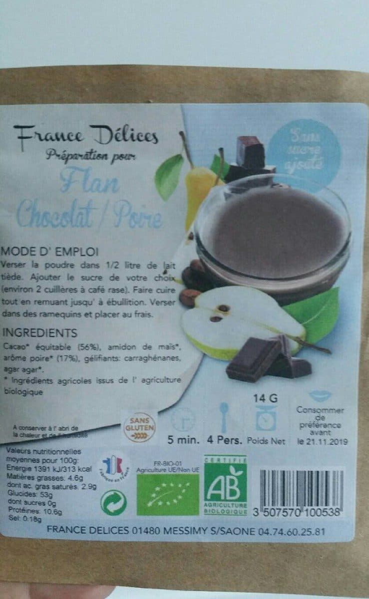 France Délices Flan chocolat/poire packshot